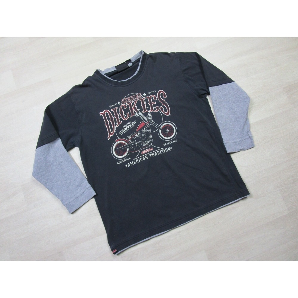 Vintage‎ Y2K Dickies Shirt (XL) Layered Long Sleeve Distressed Motorcycle Bobber View 2